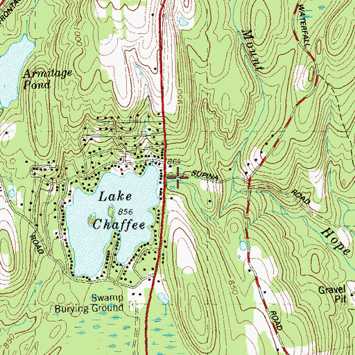 Topographic Map of Lake Chaffee Dam, CT