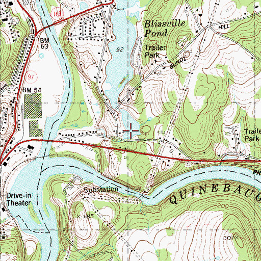 Topographic Map of Lower Blissville Pond Dam, CT