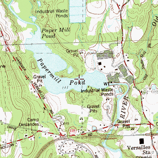 Topographic Map of Papermill Pond Dam, CT