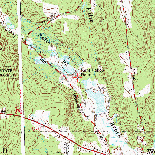 Topographic Map of Whitney Reservoir, CT