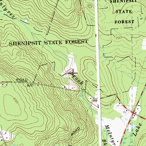 Topographic Map of Pomeroy Reservoir, CT