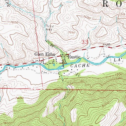 Topographic Map of Sevenmile Creek, CO