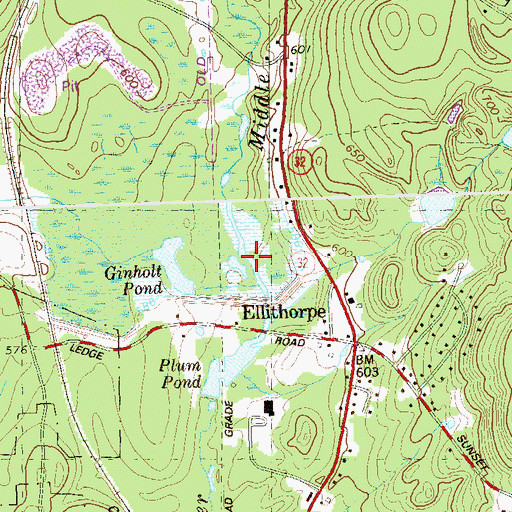 Topographic Map of Ellithorpe Reservoir, CT
