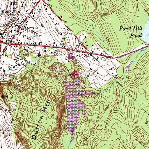 Topographic Map of Norfolk Brook Reservoir, CT