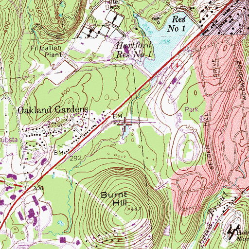 Topographic Map of South Reservoir Dam, CT