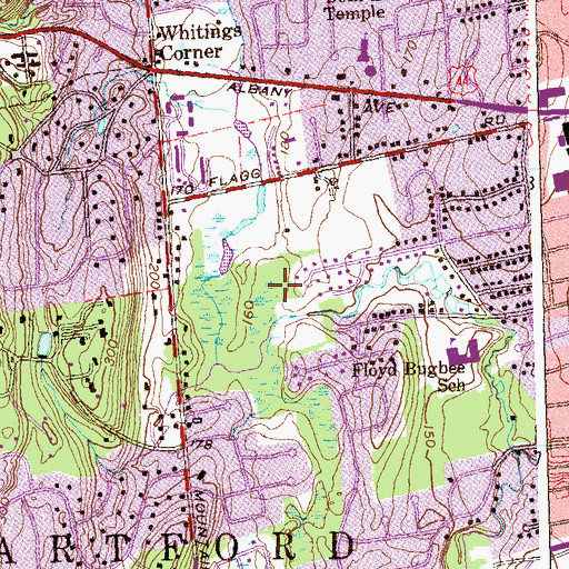 Topographic Map of Bugbee Reservoir, CT