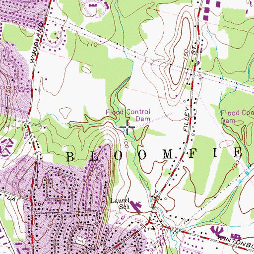 Topographic Map of Wintonbury Dam, CT
