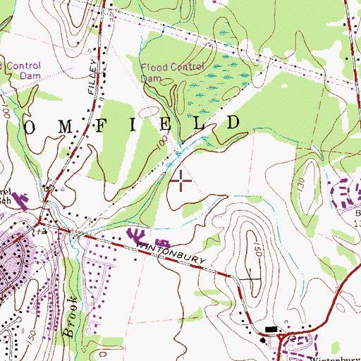 Topographic Map of Blue Hills Reservoir, CT