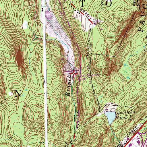 Topographic Map of East Branch Naugatuck River Reservoir, CT