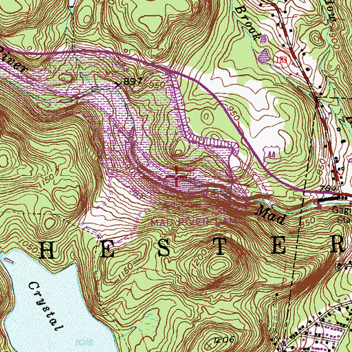 Topographic Map of Mad River Reservoir, CT