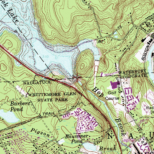 Topographic Map of Hop Brook Dam, CT
