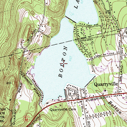 Topographic Map of Bolton Lake, CT