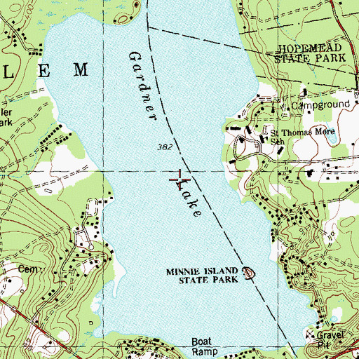 Topographic Map of Gardner Lake Dam, CT
