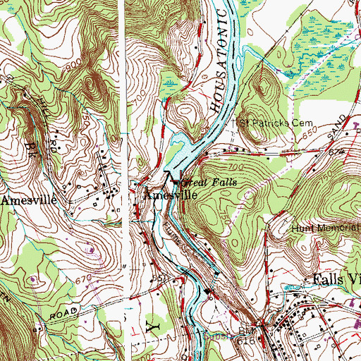 Topographic Map of Great Falls Dam, CT