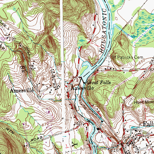 Topographic Map of Great Falls Reservoir, CT