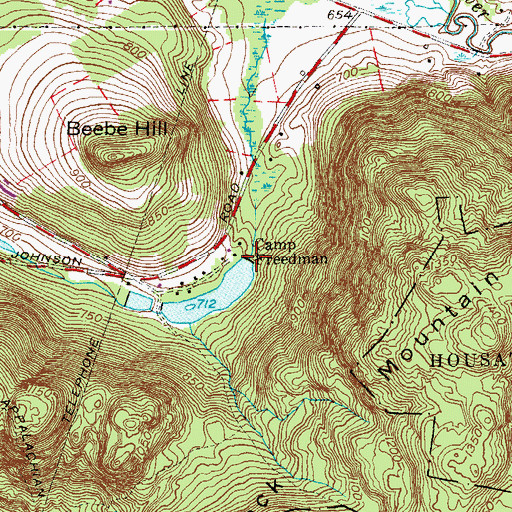 Topographic Map of Camp Freedman Pond Dam, CT
