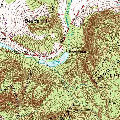 Topographic Map of Camp Freedman Pond, CT