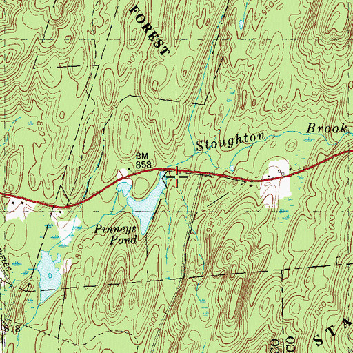 Topographic Map of Pinneys Pond Dam Number 1, CT