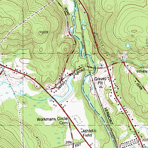 Topographic Map of South Coventry Dam, CT