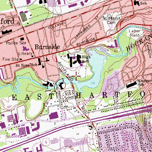 Topographic Map of Scotland Road Dam, CT