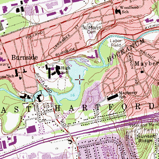 Topographic Map of Hockanum River Reservoir, CT