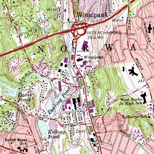 Topographic Map of Winnipauk Dam, CT