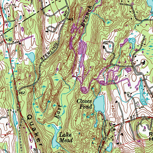 Topographic Map of F W Perry Pond Dam, CT