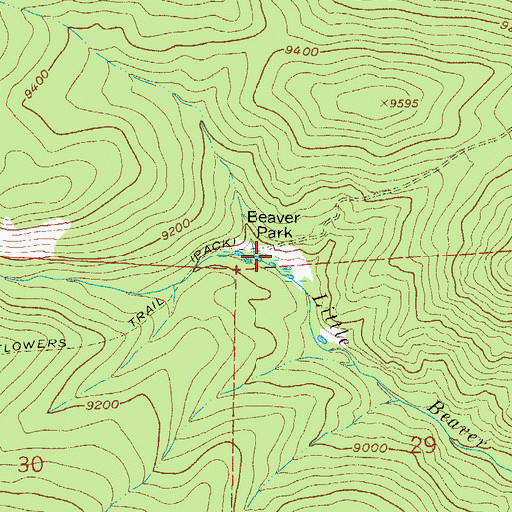 Topographic Map of Beaver Park, CO