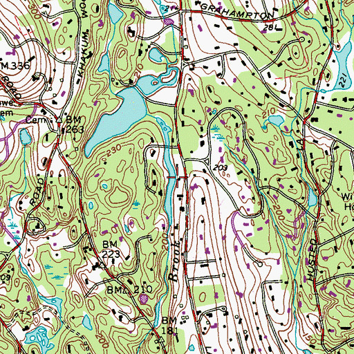 Topographic Map of Spahn Pond, CT
