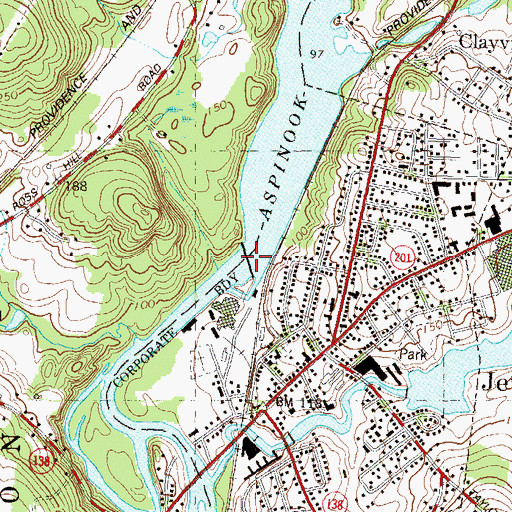 Topographic Map of Aspinook Pond Dam, CT