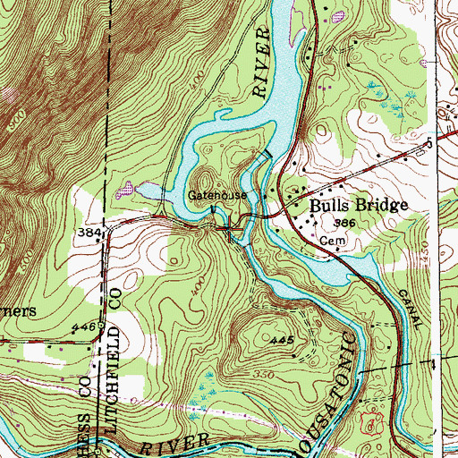 Topographic Map of Spooner Dam, CT