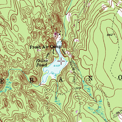 Topographic Map of Stiles Pond Dam, CT