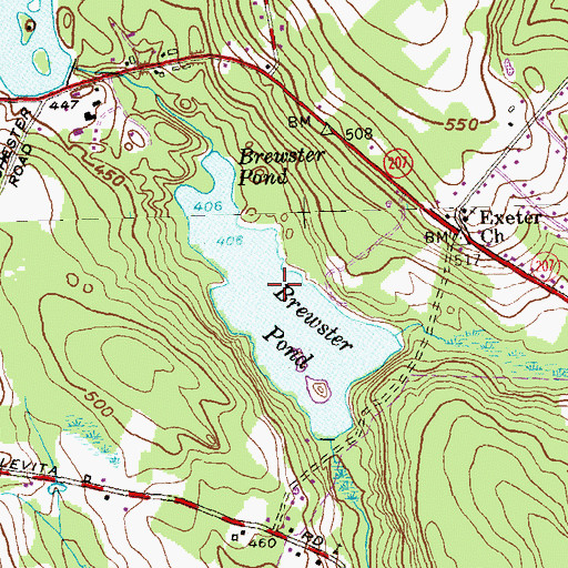 Topographic Map of Brewster Pond Dam, CT