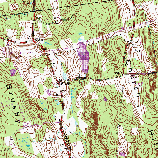Topographic Map of Flanders Wildlife Pond Dam, CT