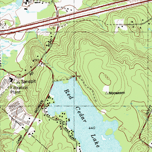 Topographic Map of Red Cedar Lake Dam, CT