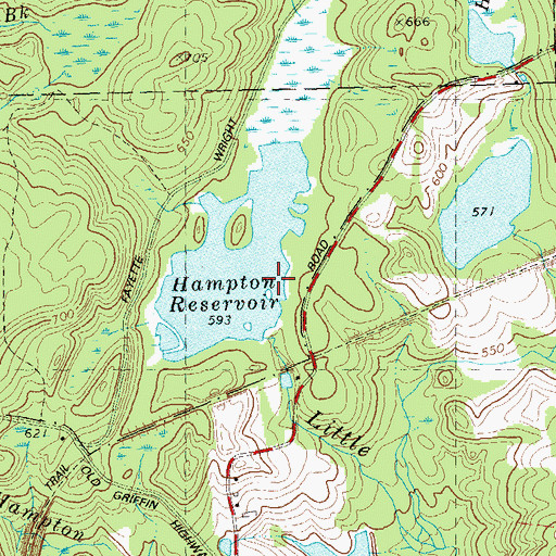 Topographic Map of Hampton Reservoir Dam, CT
