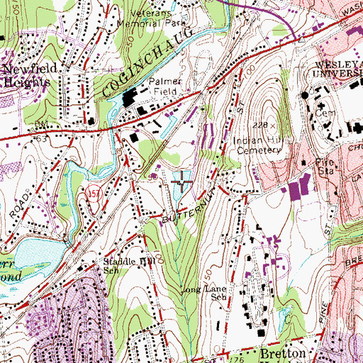 Topographic Map of Butternut Pond Dam, CT