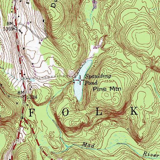 Topographic Map of Spaulding Pond Dam, CT