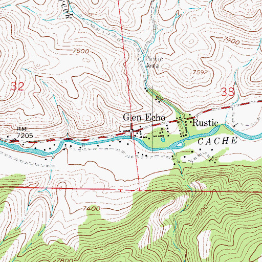 Topographic Map of Glen Echo, CO