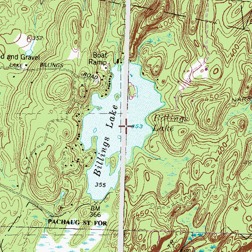 Topographic Map of Billings Lake Dam, CT