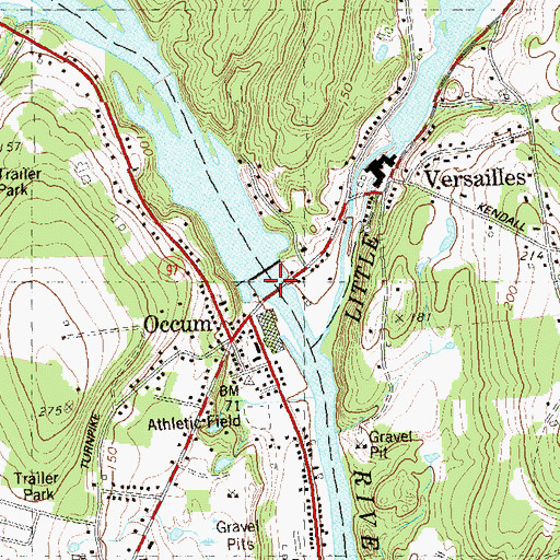 Topographic Map of Occum Reservoir, CT