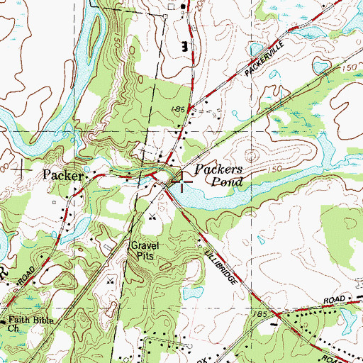 Topographic Map of Packers Pond Dam, CT