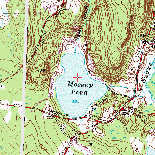 Topographic Map of Moosup Pond Dam, CT