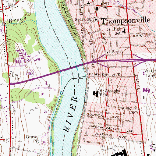 Topographic Map of Enfield Dam, CT