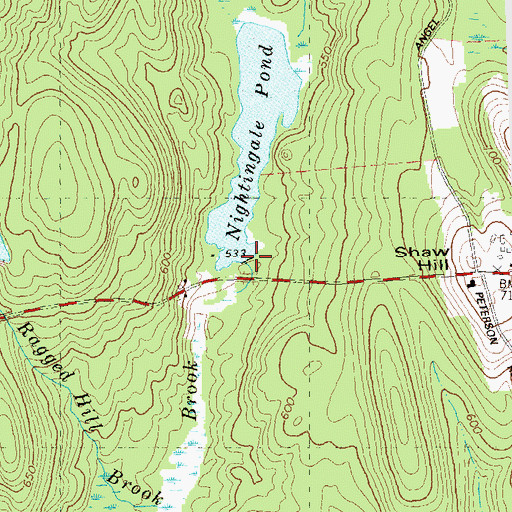 Topographic Map of Nightingale Pond Dam, CT