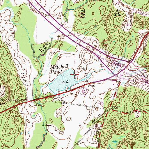 Topographic Map of Mitchell Pond Dam, CT