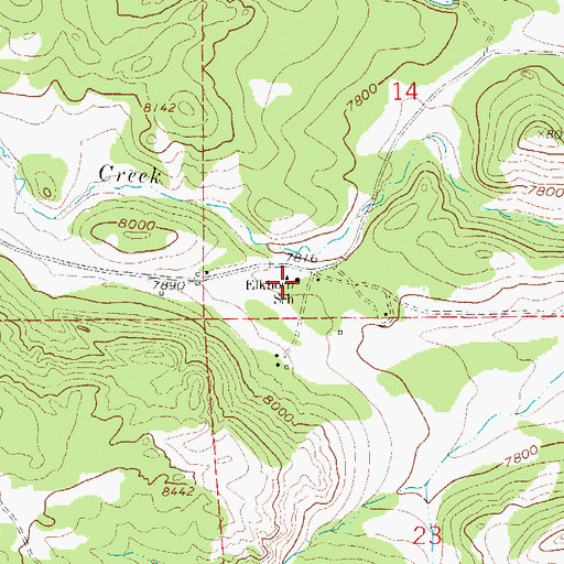 Topographic Map of Elkhorn School, CO