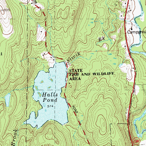 Topographic Map of Halls Pond North Dam, CT