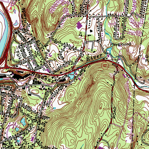Topographic Map of Bladens River Reservoir, CT