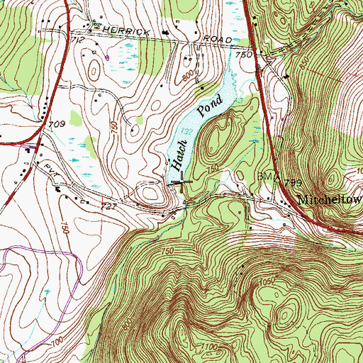 Topographic Map of Hatch Pond Dam, CT